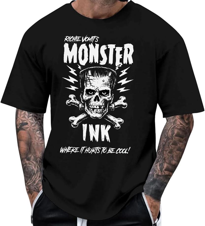 Monster Ink Custom "Frankenskull" Logo T‑Shirt