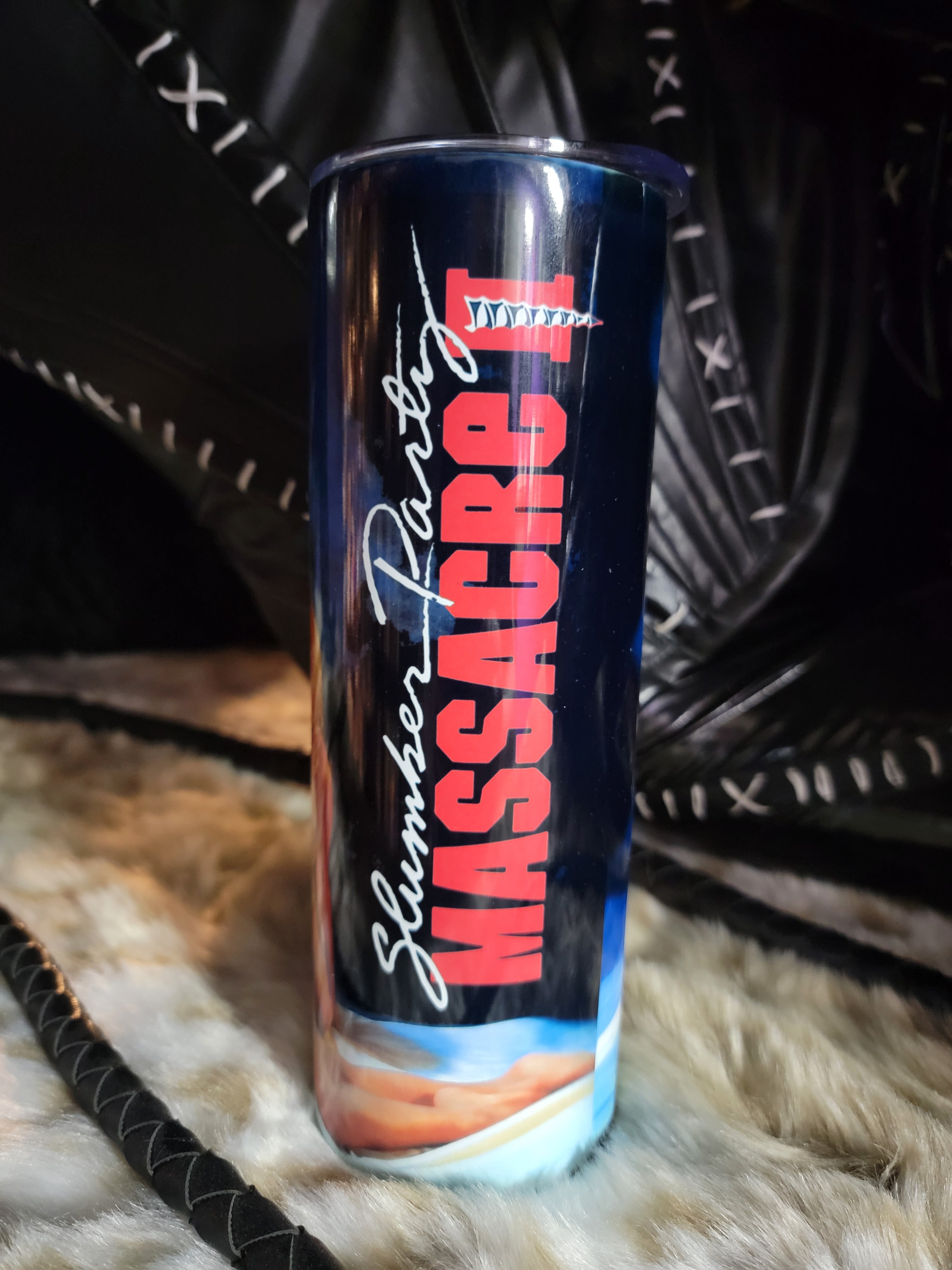 Slumber Party Massacre II 20oz Skinny Edge Horror Tumbler – 80s Cult Slasher Design